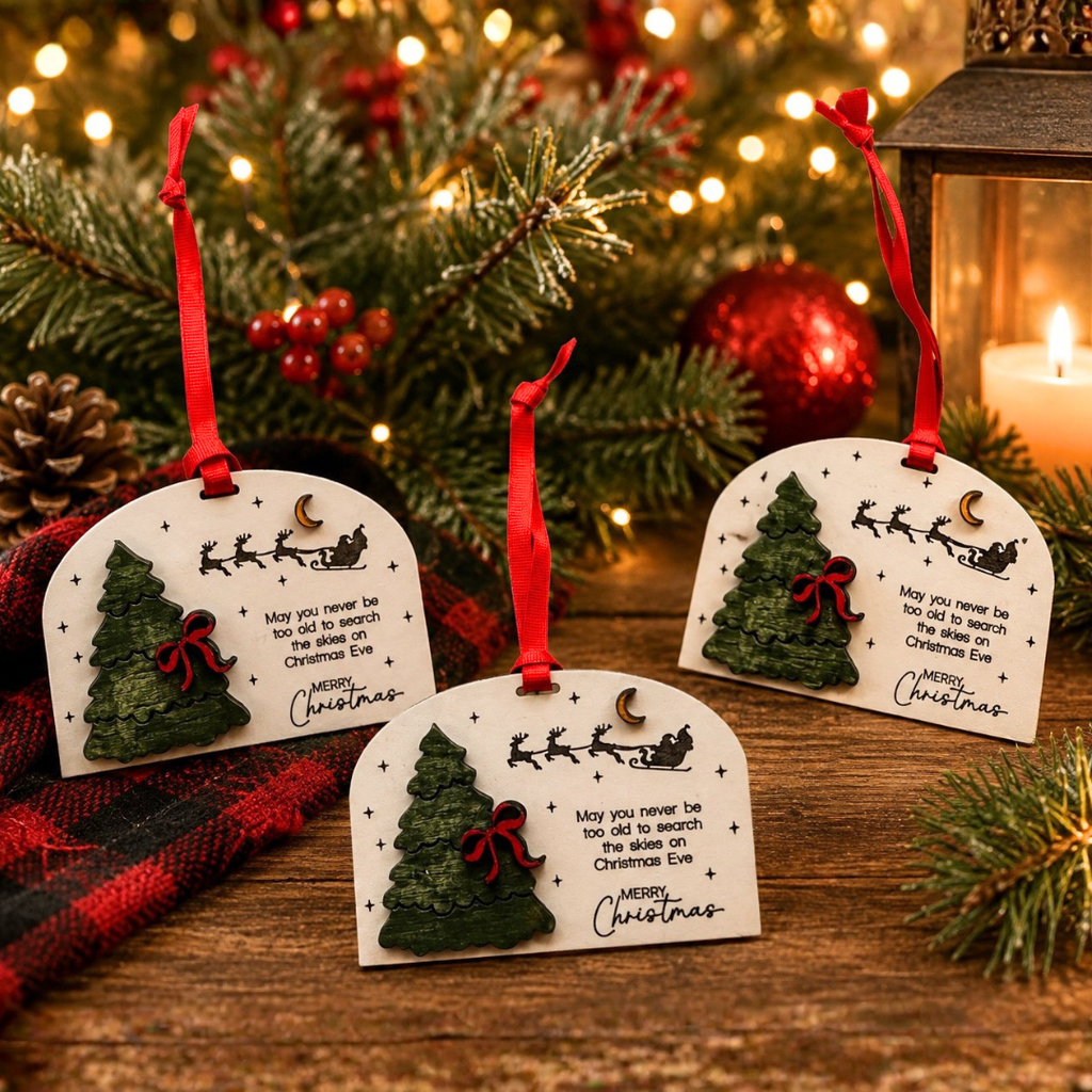 Santa Sleigh Believe in Christmas Magic Ornament