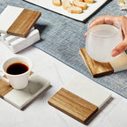 Marble and Wood Coaster Set