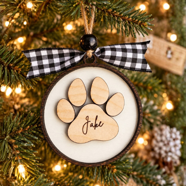 Personalized Round Paw Ornament