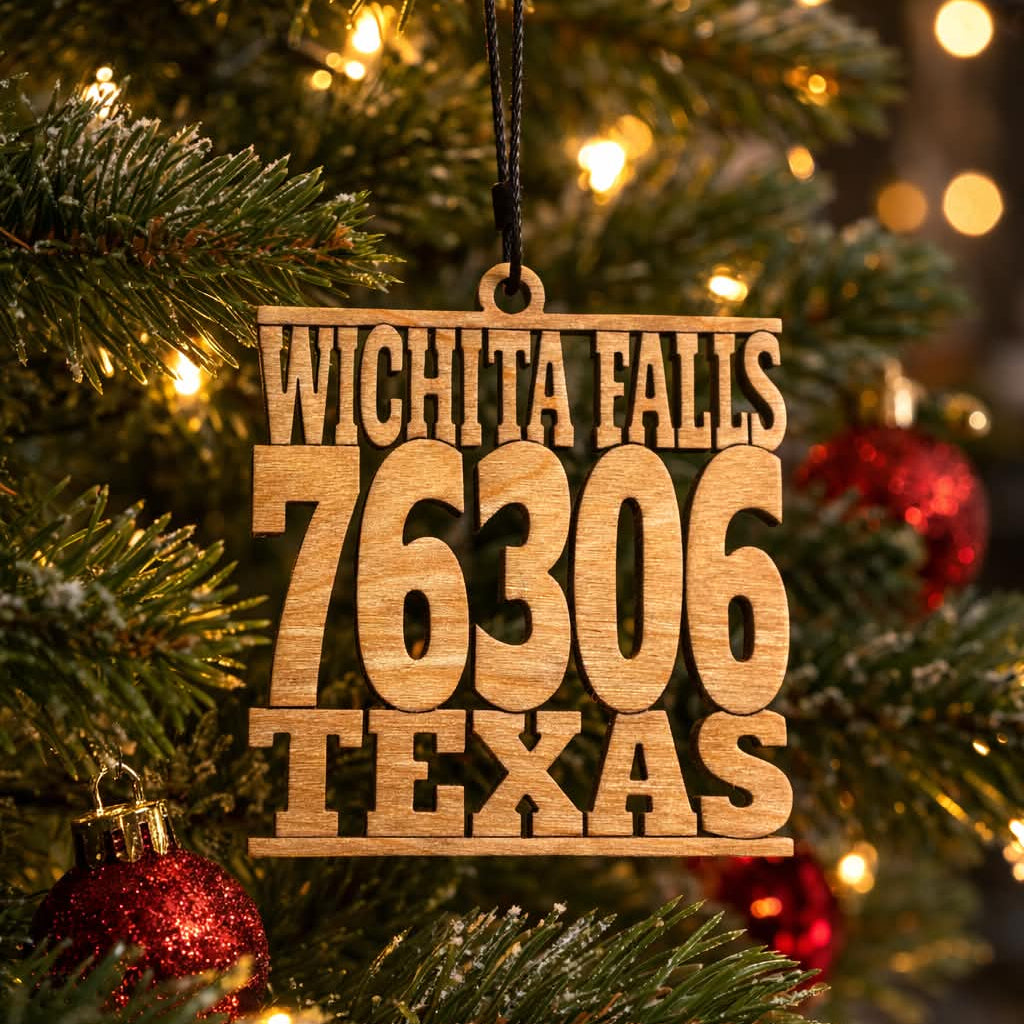 Custom City & ZIP Code Wooden Ornament – Personalized State Christmas Ornament